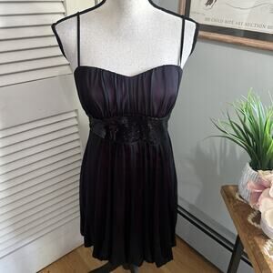 TRIXXI Womens Dress Medium Black Layered Mesh Purple Line Retro Y2K Grunge Goth